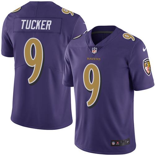 Nike Ravens #9 Justin Tucker Purple Men's Stitched NFL Limited Rush Jersey